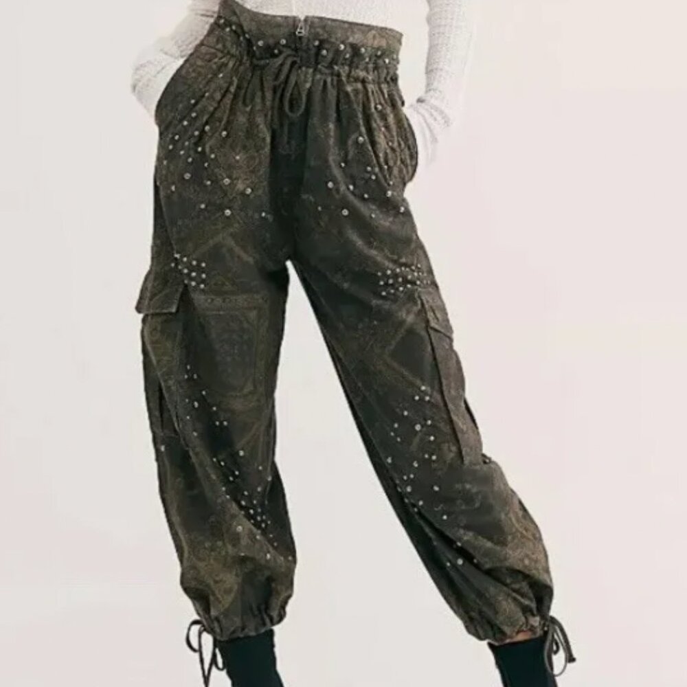 Free People Fly Away studded parachute pants